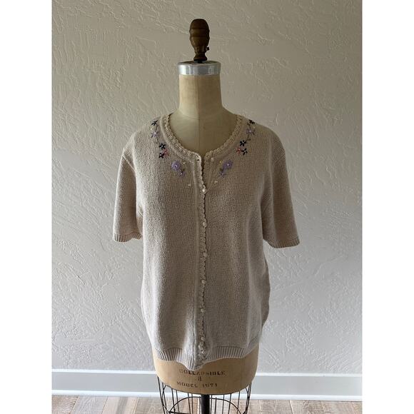 NORTHERN REFLECTIONS | Womens Sweater Vintage Ramie Pointelle Embroidered Large - Picture 5 of 10